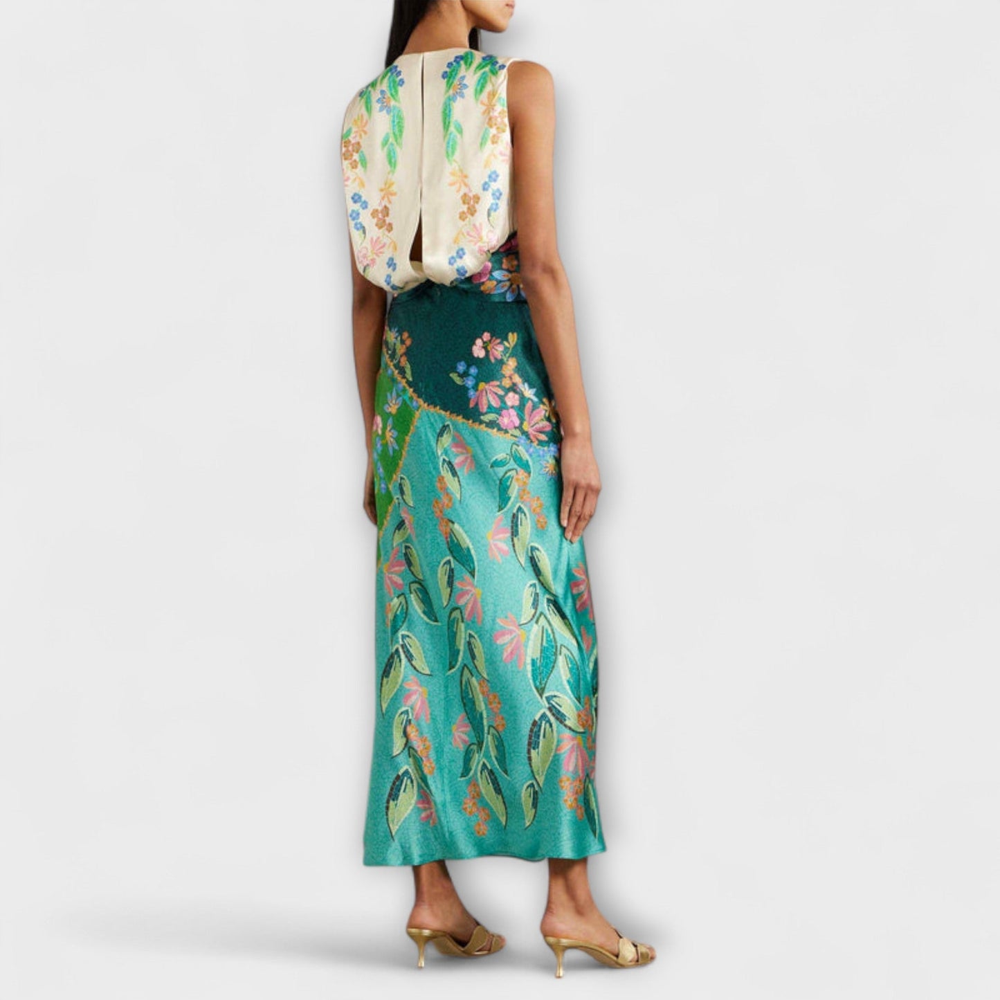 Aisling | Buntes drapiertes Maxikleid mit Blütenmuster