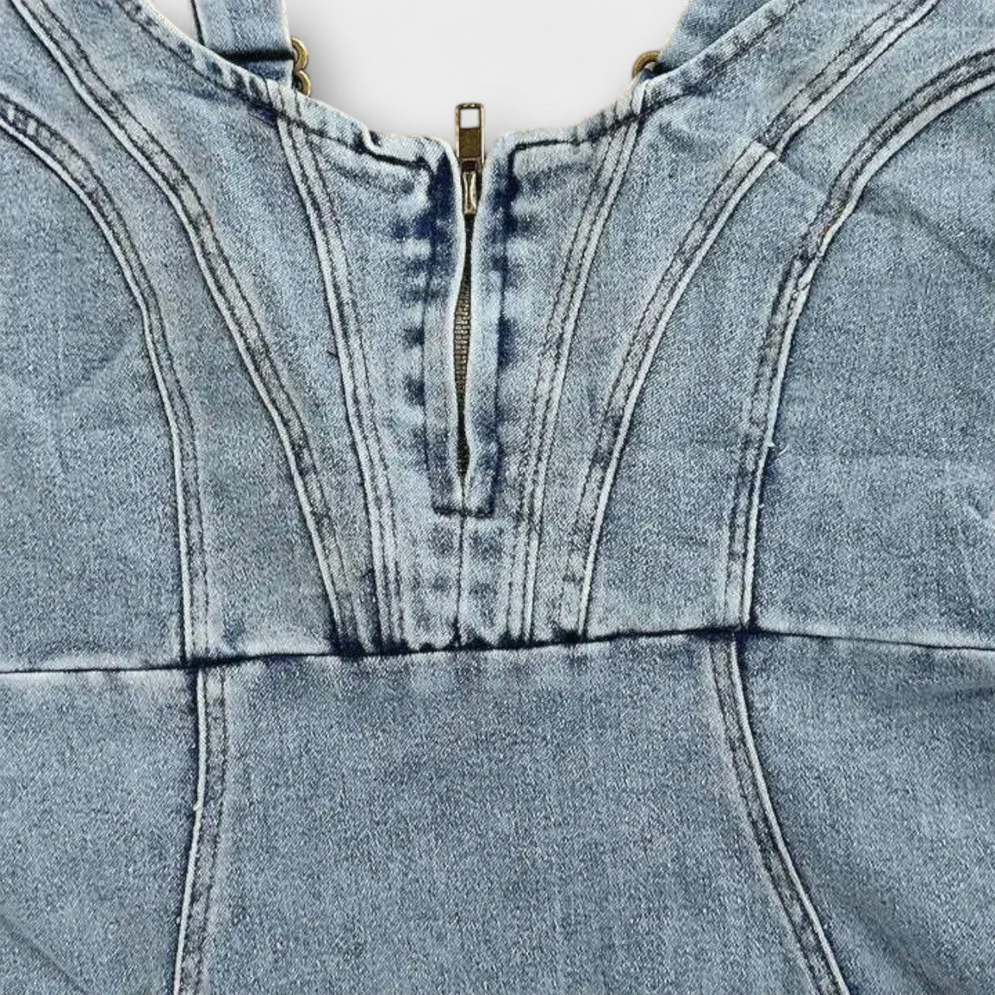 Anna | Graues Denim-Kleid mit verstellbaren Trägern