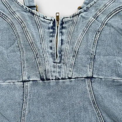 Anna | Graues Denim-Kleid mit verstellbaren Trägern