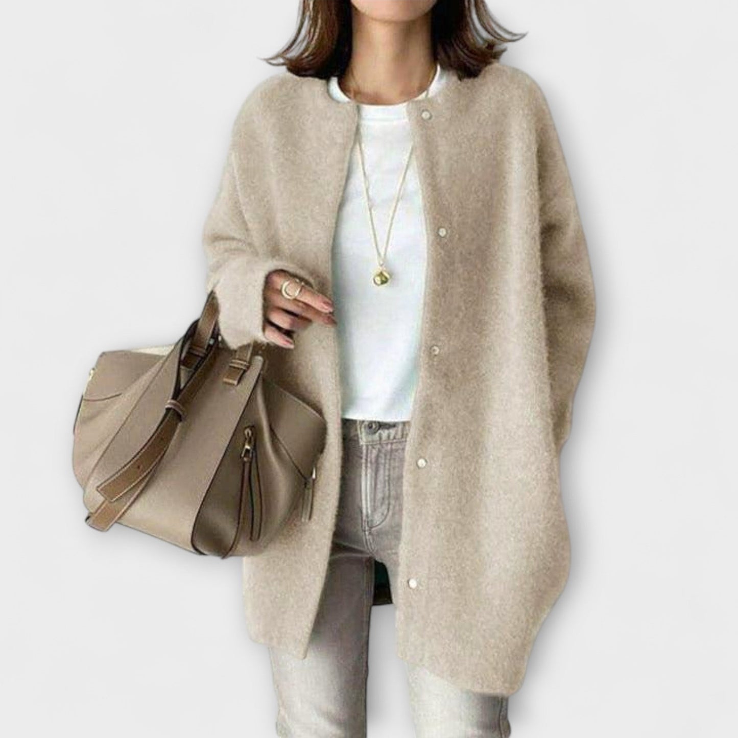 Amy | Beige gemütliche Relaxed-Fit-Jacke