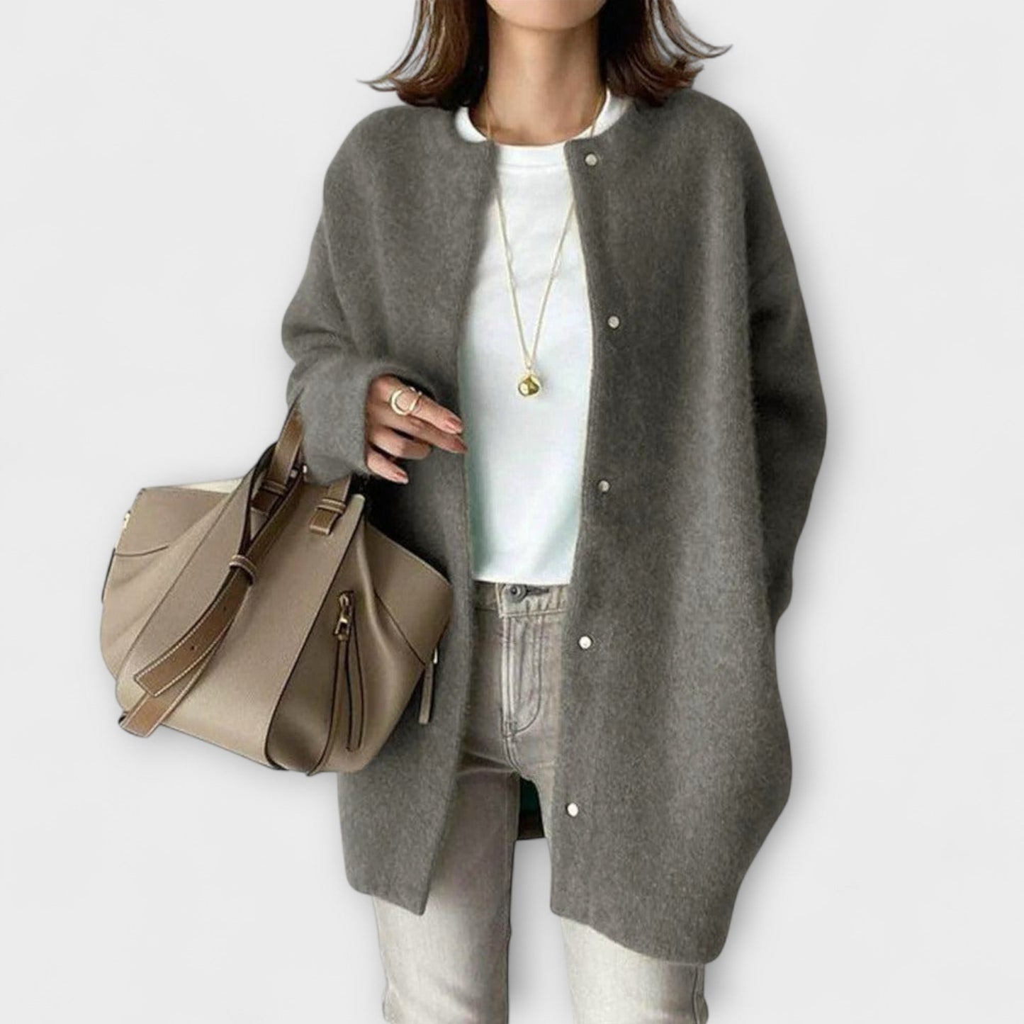 Amy | Beige gemütliche Relaxed-Fit-Jacke