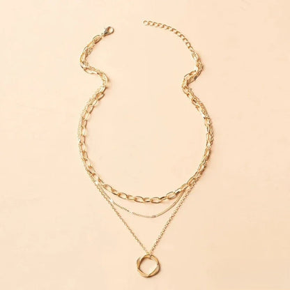 Retro Goldfarbene Layered Halskette