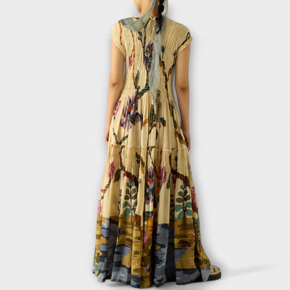 Amara | Plissiertes Maxikleid mit Animal-Print