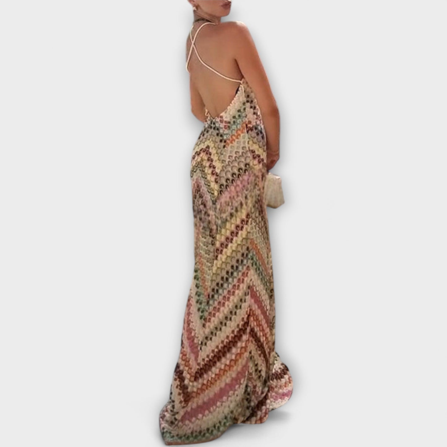 Remi - Maxikleid mit buntem Fischgrätenmuster