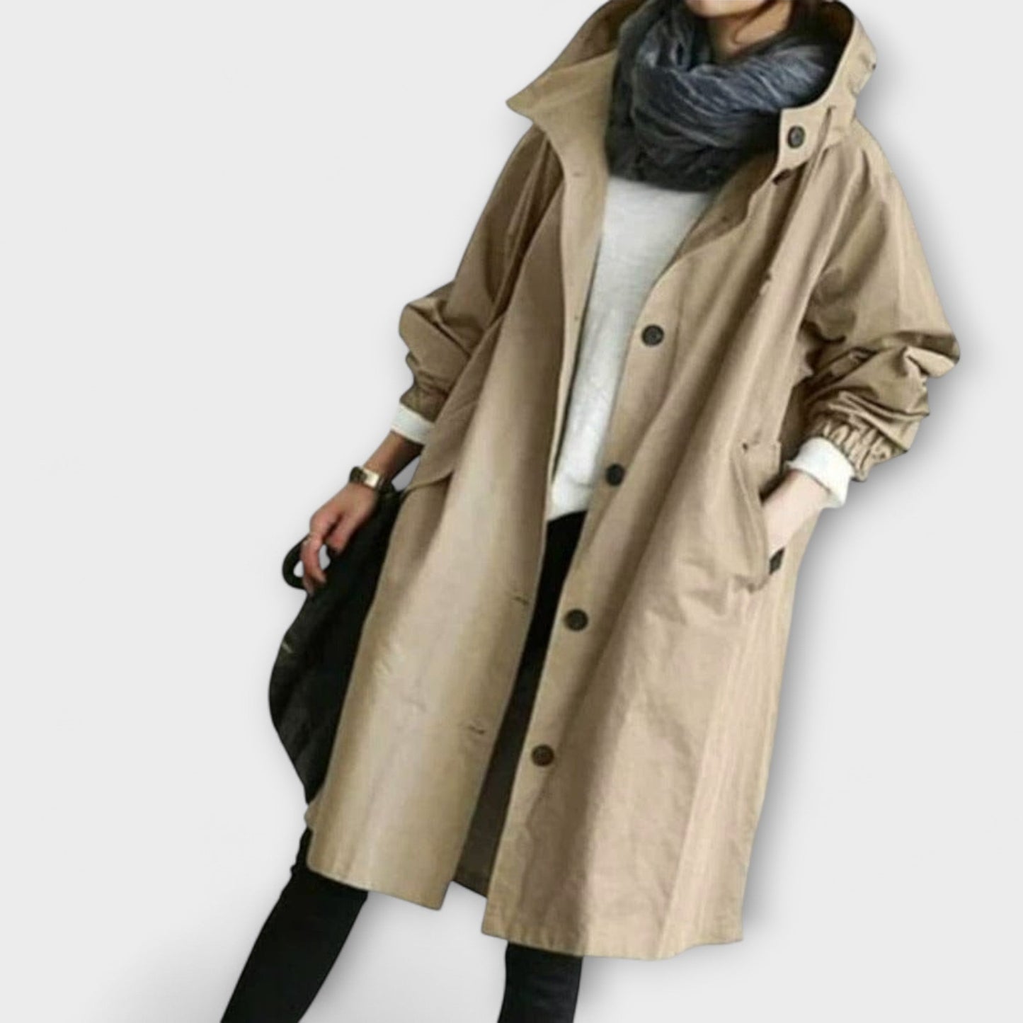 Andréa | Grauer eleganter Trenchcoat