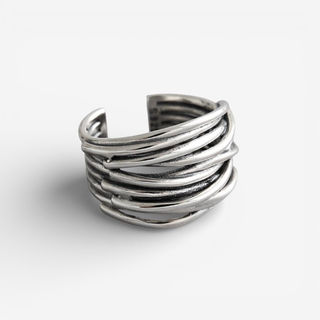 Heidrun | Verstellbarer geschichteter Ring aus Sterlingsilber 925