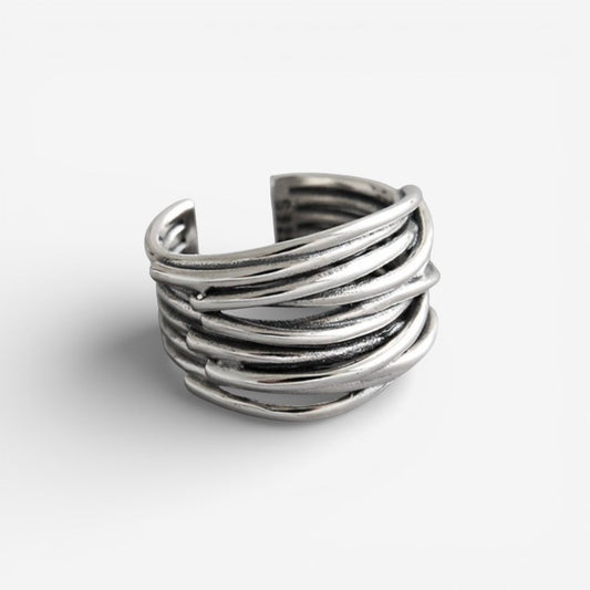Heidrun | Verstellbarer geschichteter Ring aus Sterlingsilber 925