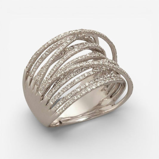 Gaudina | Geschichteter Vintage-Zirkonia-Ring aus Silber