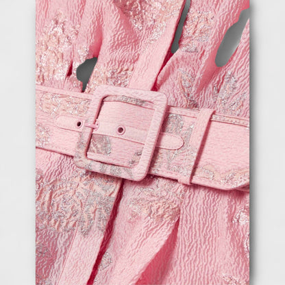 Anabella | Rosa Maxikleid mit kurzen Puffärmeln
