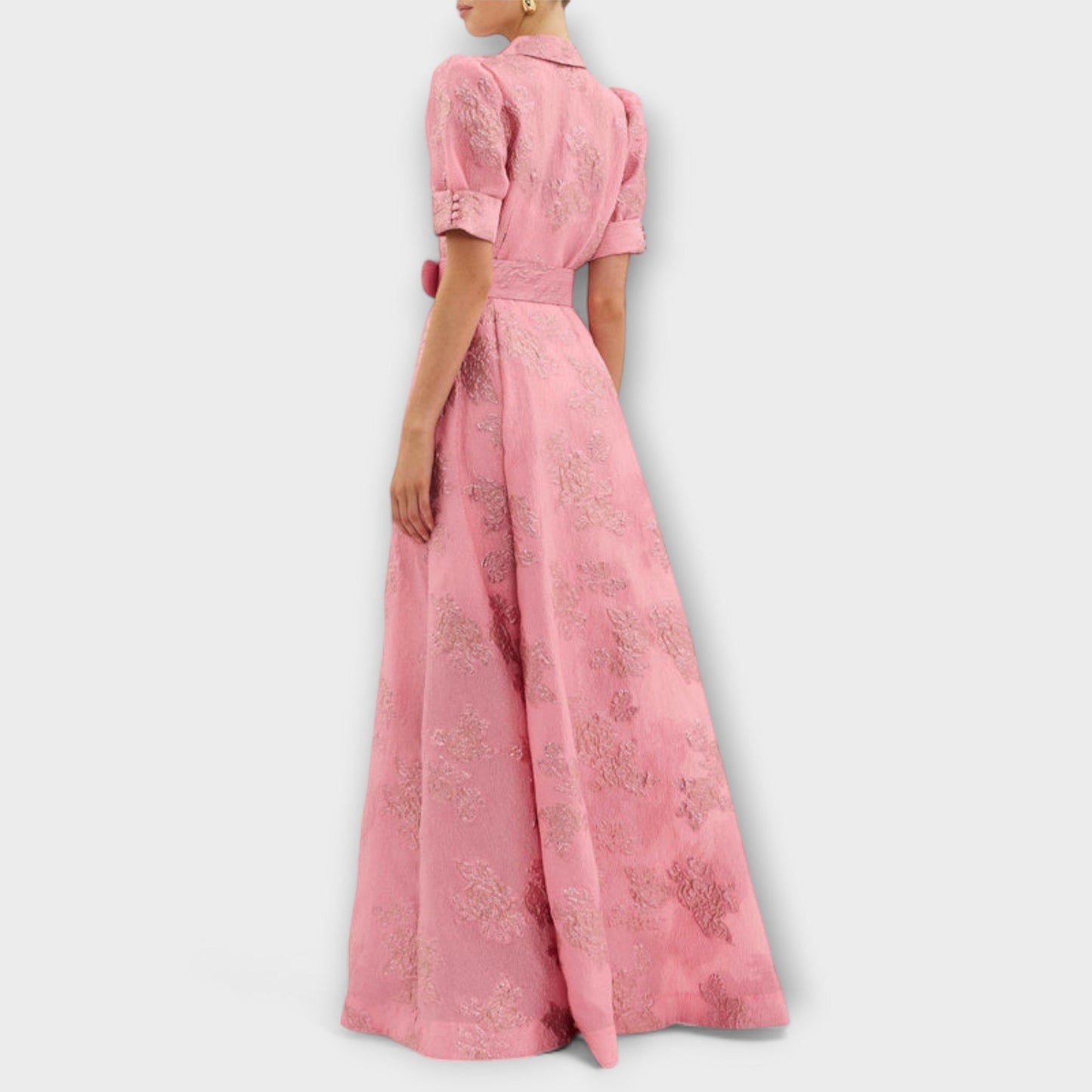 Anabella | Rosa Maxikleid mit kurzen Puffärmeln