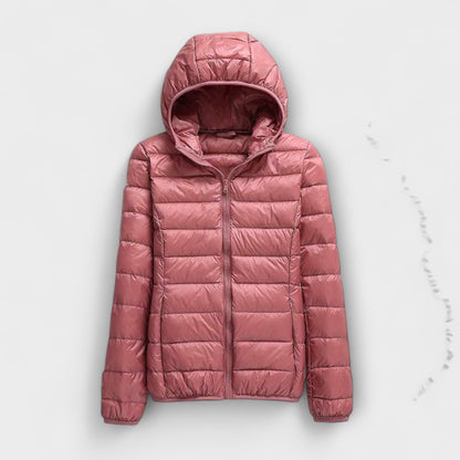 Manuela - Altrosa Winterjacke mit Kapuze
