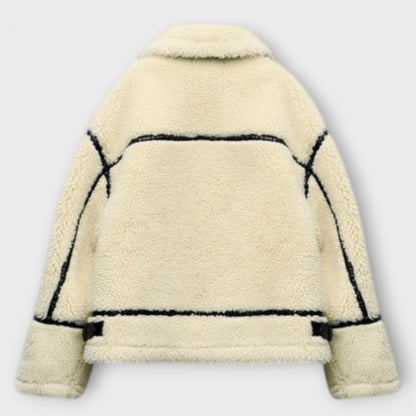 Adele | Cremefarbene stylische Teddy-Bomberjacke