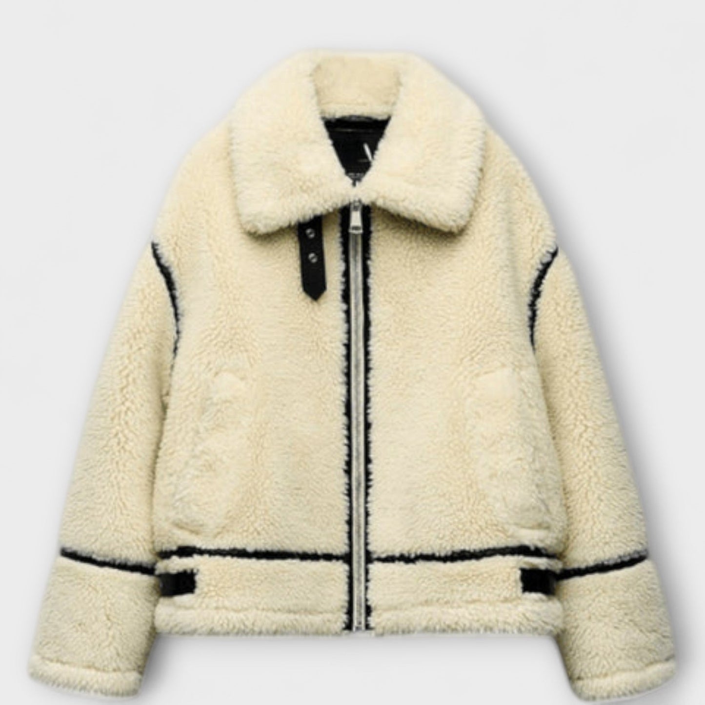 Adele | Cremefarbene stylische Teddy-Bomberjacke