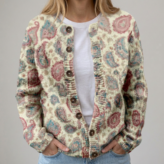 Clara | Herbst-Strickjacke mit Blumenmuster