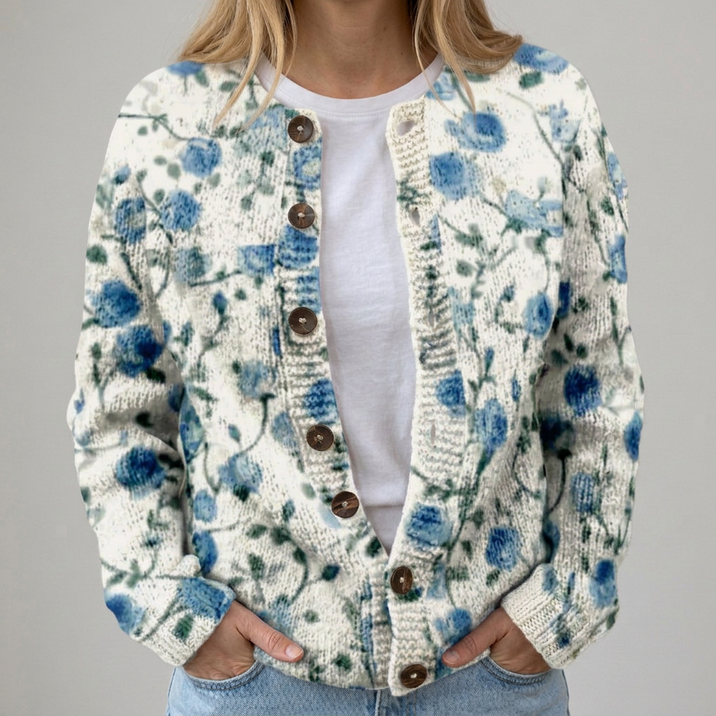 Marlene | Florale Herbst-Strickjacke