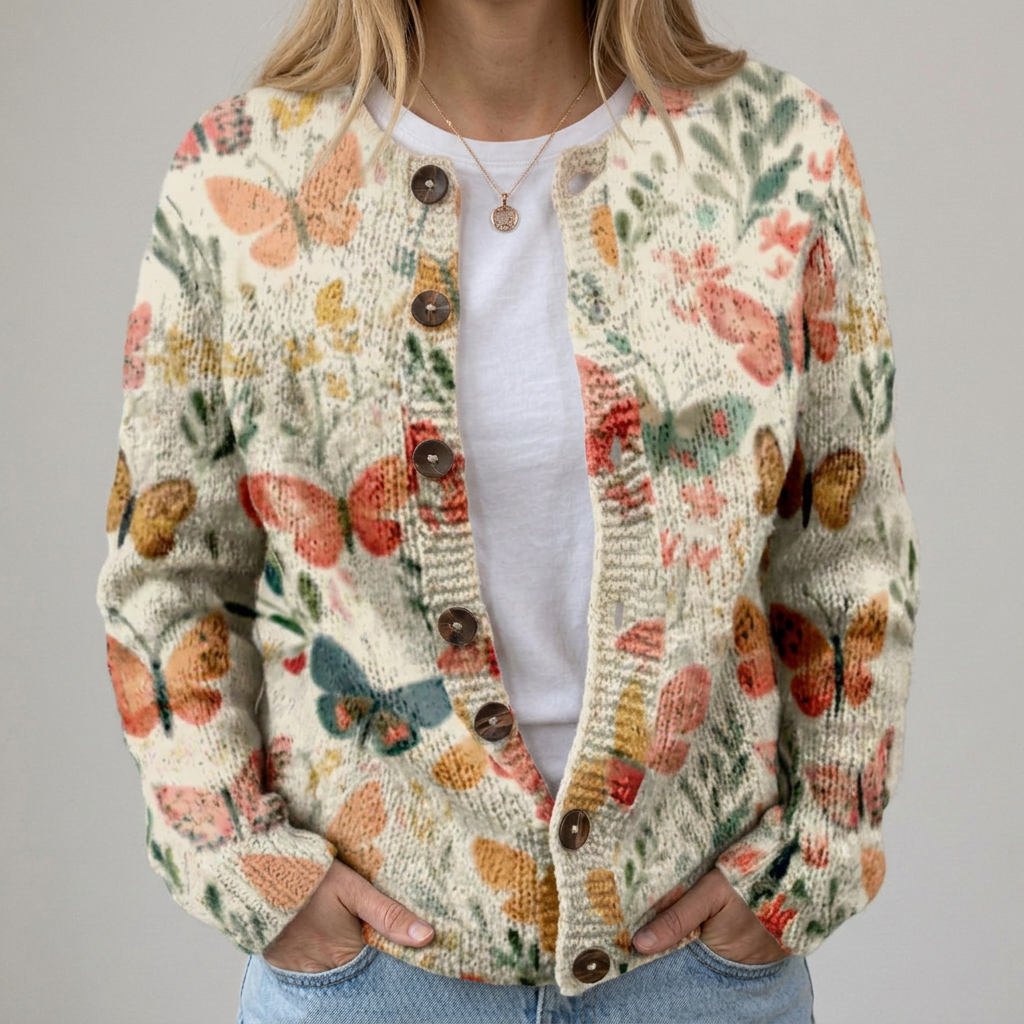 Sophie | Herbst-Strickjacke mit Blumenmuster