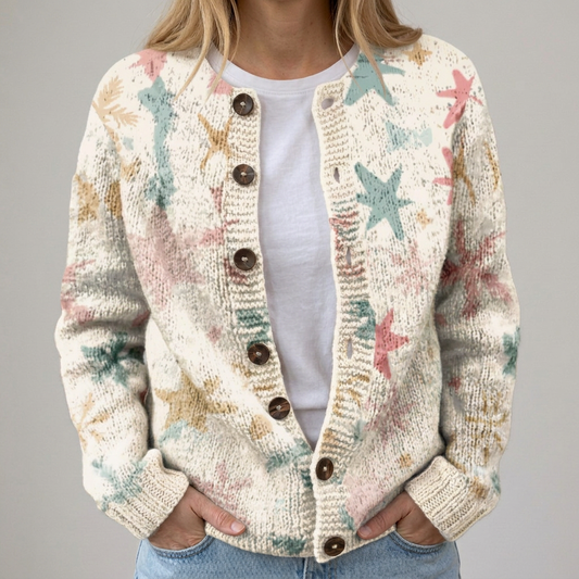 Ella | Herbst-Strickjacke mit Blumenmuster