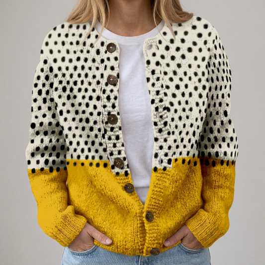 Frieda | Herbst-Strickjacke mit Blumenmuster