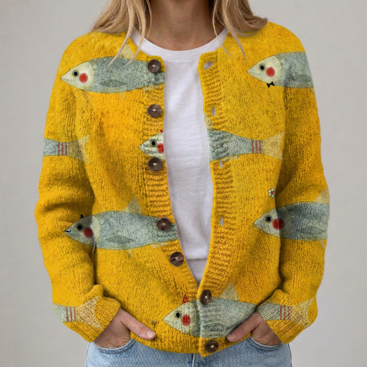 Anouk | Vintage-Strickjacke mit Printmuster