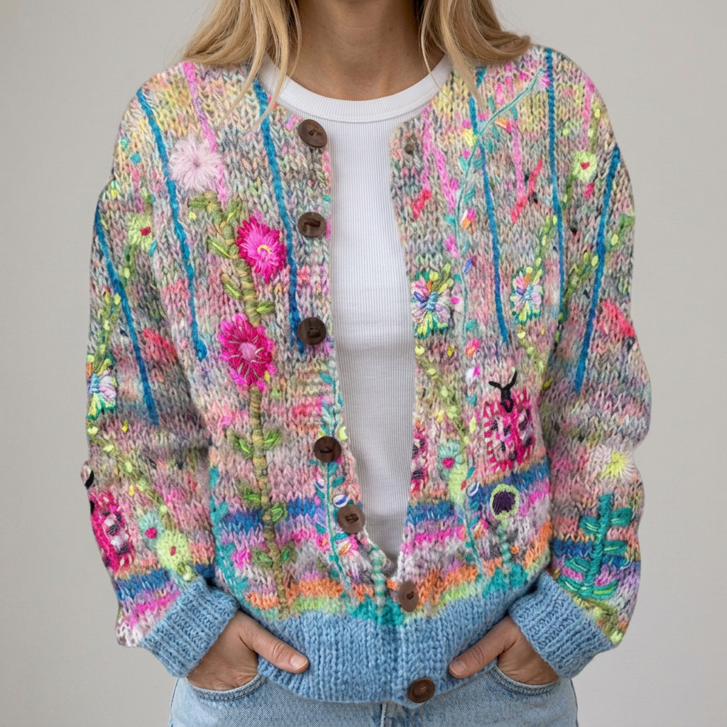 Svea | Strickjacke mit Blumenmuster