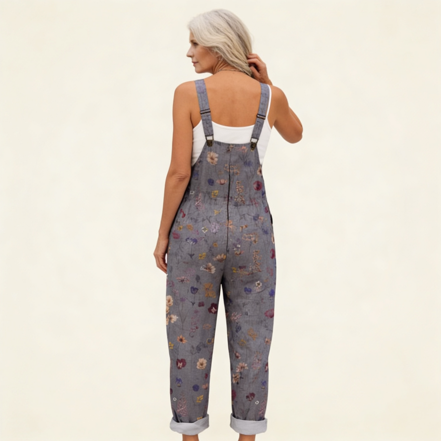 Roswitha | Latzhose mit grauen Blüten