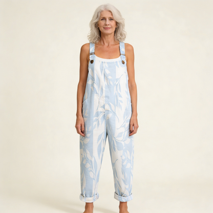 Wibke | Latzhose mit azurblauem Blattmotiv