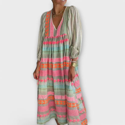 Hermine - Buntes loses Kleid mit Ethno-Muster