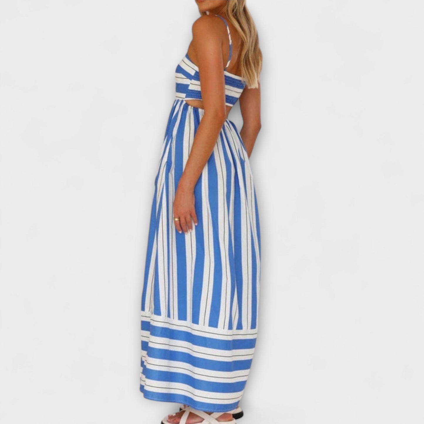 Svea - Rosa gestreiftes Maxikleid
