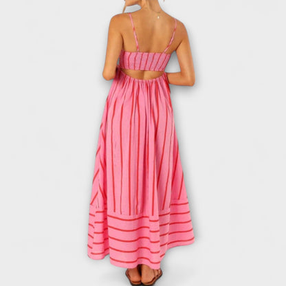 Svea - Rosa gestreiftes Maxikleid